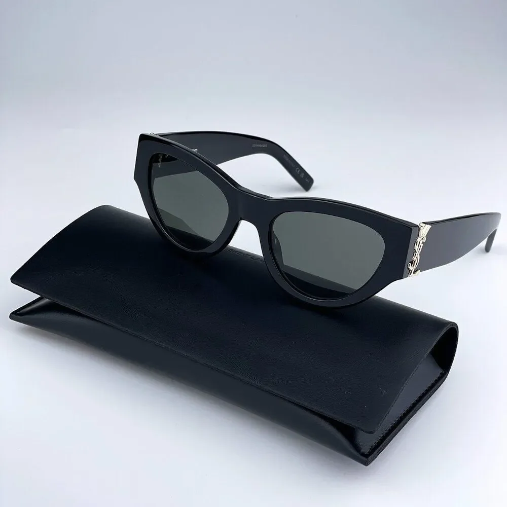 NEW Saint Laurent SLM94 001 Black Grey Cat Eye Women Sunglasses - Picture 12 of 17